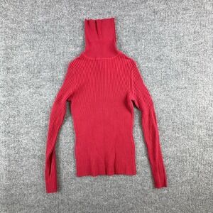 Y2K Express Sweater Womens Small Red Turtleneck Ribbed Knit Pullover Long Sleeve